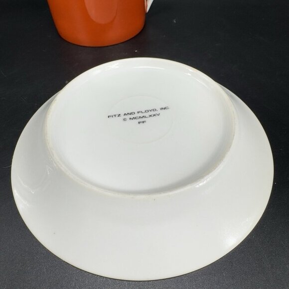 Fitz And Floyd Porcelain Teacup And Saucer Set Rondelet Pattern Vintage 1980s - Picture 7 of 12